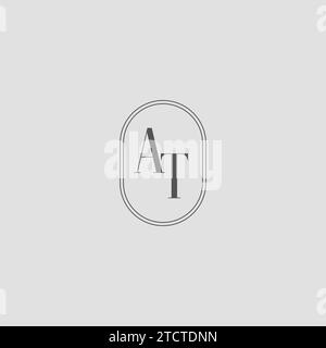 Initial AT Wedding Monogramm Logo Design Vektorgrafik Stock Vektor