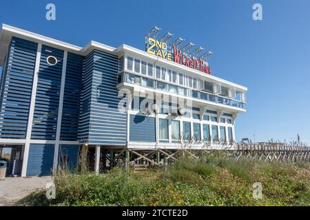 2nd Ave Pier und Wicked Thuna in Myrtle Beach South Carolina, USA, Ein beliebtes Restaurant am Pier, 18. November 2023. Stockfoto