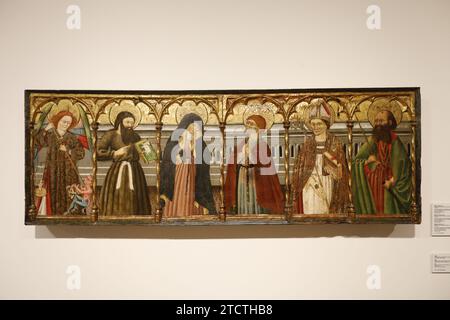 Maricel Museum, Sitges, Spanien Meister aller (zugeschrieben), möglicherweise Ramon Gonsalbo, 1428-1475, St. Michael, St. Johannes der Täufer, unsere Lieben Frau der Schmerzen/St. Stockfoto