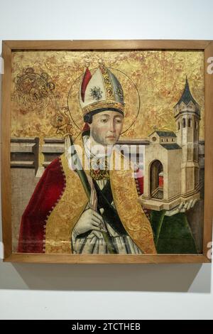 Maricel Museum, Sitges, Spanien Meister der los Balbasen (zugeschrieben), St. Augustinus, Bischof, Ende des 15. Jahrhunderts, Tempera auf der Tafel Stockfoto