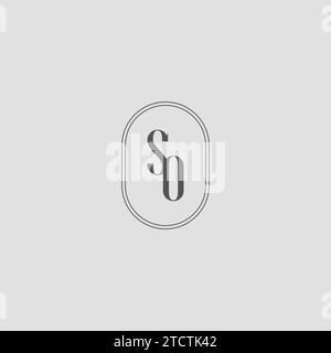 Initial SO Hochzeit Monogramm Logo Design Vektor Grafik Stock Vektor