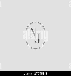 Initial NJ Hochzeit Monogramm Logo Design Vektor Grafik Stock Vektor