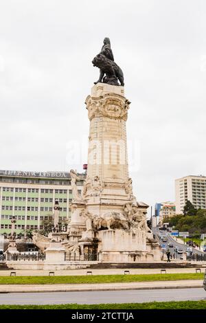 Statue von Sebastiao Jose de Carvalho e Melo, 1. Marken von Pombal. Parca do Marques de Pombal. Lissabon, Portugal Stockfoto