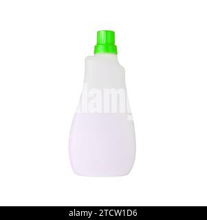 Waschmittelflasche für flüssiges Waschmittel oder Reinigungsmittel oder Bleiche oder Weichspüler isoliert auf weißem Hintergrund Stockfoto