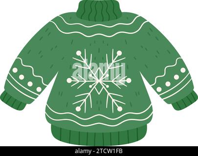 Hässlicher Weihnachtspullover mit lustiger Schneeflocke Stock Vektor