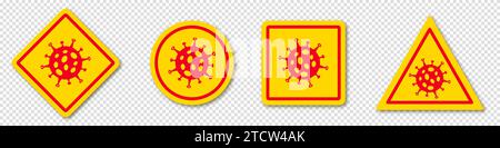 SET-Zeichen schützen. Sperrung der Affenpocken. Pandemie. Stoppen Sie den Virus. Zu Hause bleiben Infektionsverbreitung verhindern. Vektorillustration Ebola, arcturus, marburg Stock Vektor
