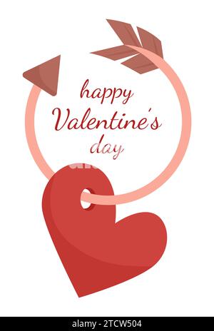 Herz durchbohrt von einem Pfeil. Symbole des Valentinstages. Vektorillustration auf weißem Hintergrund. Stock Vektor