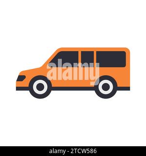 Orangefarbenes Symbol für die Seitenansicht des Fahrzeugs auf weißem Hintergrund Stock Vektor