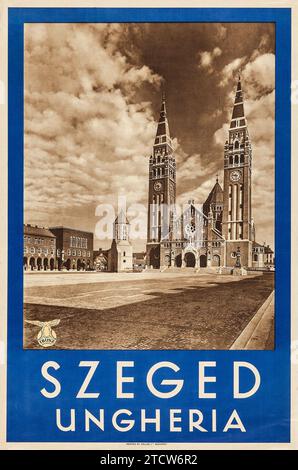 Szeged, Ungarn (Pallas, 1930er Jahre) Italienisches Sprachungarisches Reiseplakat - Ibusz Budapest Stockfoto