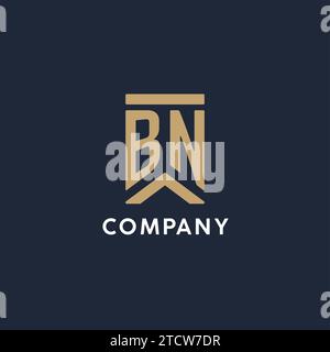 BN Initial Monogramm-Logo im rechteckigen Stil mit geschwungenen Seitentexten Stock Vektor