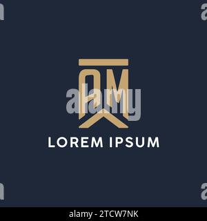 AM Initial Monogramm-Logo im rechteckigen Stil mit geschwungenen Seitentideen Stock Vektor