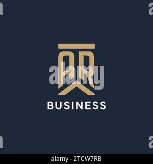 AR Initial Monogramm-Logo im rechteckigen Stil mit geschwungenen Seitentexten Stock Vektor