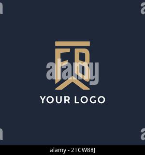 FB Initial Monogramm-Logo-Design in rechteckigem Stil mit geschwungenen Seitentideen Stock Vektor