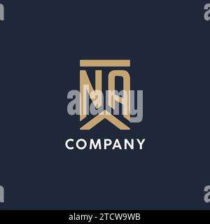 Das anfängliche Monogramm-Logo im rechteckigen Stil mit geschwungenen Seitentexten Stock Vektor