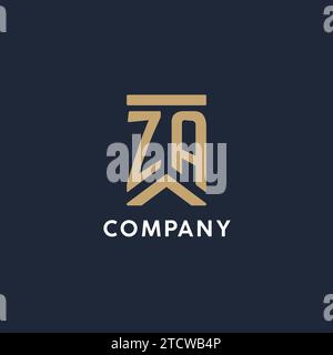 ZA Initial Monogramm-Logo-Design in rechteckigem Stil mit geschwungenen Seitentideen Stock Vektor