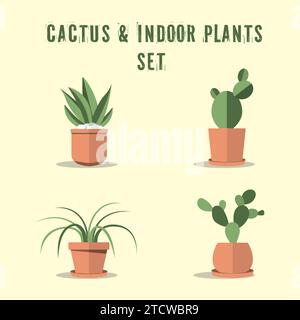 Niedliche Indoor-Pflanzen-Symbole Set Vektor Stock Vektor