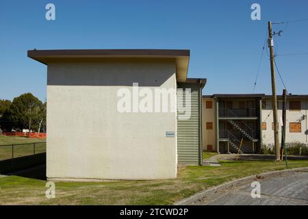 Sozialwohnungen nach Räumungen, vor dem Abriss in Riley Park, Vancouver, BC, Kanada. Stockfoto