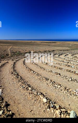 Wolf Patton's Labyrinth, in der Nähe von El Cotillo, Fuerteventura, Kanarischen Inseln, Spanien. Stockfoto