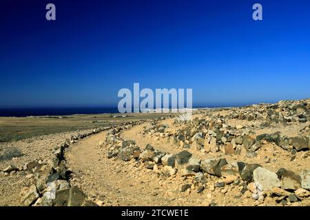 Wolf Patton's Labyrinth, in der Nähe von El Cotillo, Fuerteventura, Kanarischen Inseln, Spanien. Stockfoto