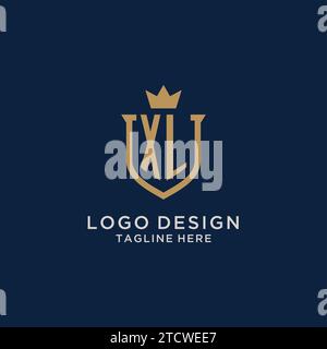 XL-Vektorgrafik mit Initial Shield Crown Logo Stock Vektor