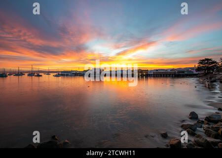 Old Fishermans Wharf bei Sonnenaufgang Stockfoto