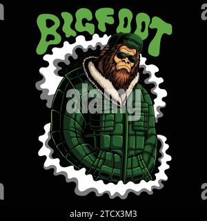 Bigfoot Gangster Charakter Vektor Illustration für Ihre Firma oder Marke Stock Vektor