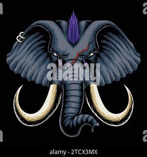 Elefant Punk Haar Stil Vektor Illustration für Ihre Firma oder Marke Stock Vektor