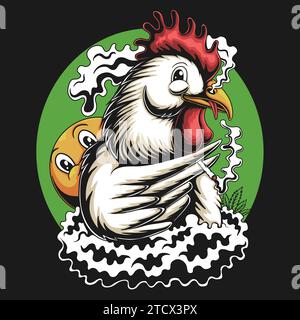 Huhn rauchende Unkrautvektorillustration für Ihr Unternehmen oder Ihre Marke Stock Vektor