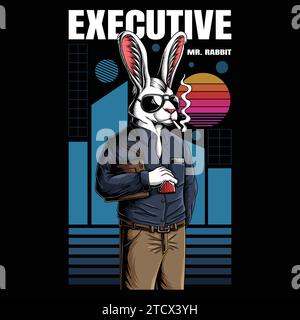 Kaninchen Executive Retro-Stil Vektor-Illustration für Ihr Unternehmen oder Ihre Marke Stock Vektor