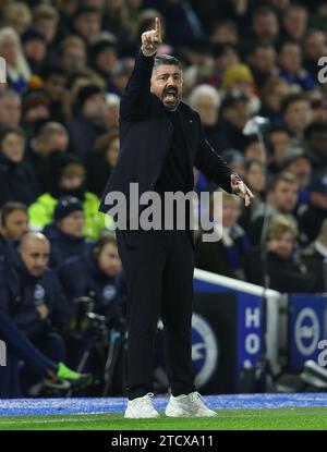 Brighton und Hove, Großbritannien. Dezember 2023. Gennaro Gattuso, Manager von Gennaro Gattuso während des Spiels der UEFA Europa League im AMEX Stadium, Brighton und Hove. Der Bildnachweis sollte lauten: Paul Terry/Sportimage Credit: Sportimage Ltd/Alamy Live News Stockfoto