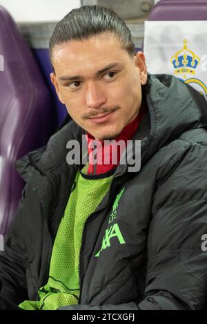 Brüssel, Belgien Dezember 2023. Darwin Núñez aus Liverpool während des Gruppenspiels der UEFA Europa League zwischen R. Union Saint-Gilloise und Liverpool FC im RSC Anderlecht Stadium in Brüssel, Belgien am 14. Dezember 2023 (Foto: Andrew SURMA/ Credit: SIPA USA/Alamy Live News Stockfoto