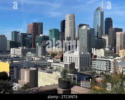 Die Skyline der Innenstadt von Los Angeles an klaren Tagen. Los Angeles, Kalifornien, USA Stockfoto