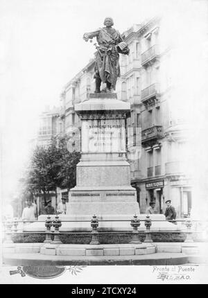 Bilbao, Oktober 1895. Statue von Don Diego López de Haro. Quelle: Album / Archivo ABC / S. Abaitua Stockfoto