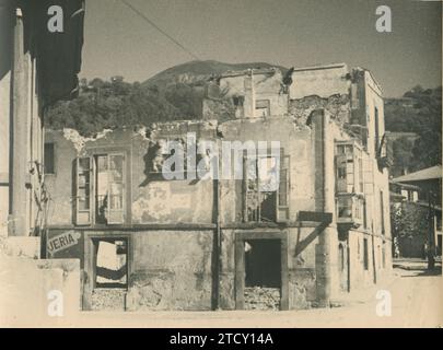 Cangas de Onís (Asturien), September 1937. Zerstörung in Cangas de Onís (Asturien), dem ersten Hof der spanischen Monarchie zu Beginn der Rückeroberung. Quelle: Album / Archivo ABC / Campua Stockfoto