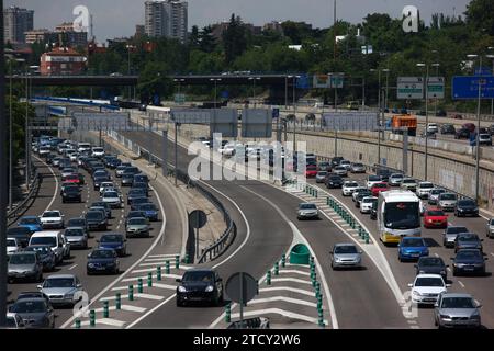 Madrid, 29.06.2010. Chaos in Madrid aufgrund des Streiks ohne Mindest-Metro-Dienste. Foto: Oscar del Pozo ARCHDC. Quelle: Album / Archivo ABC / Oscar del Pozo Stockfoto