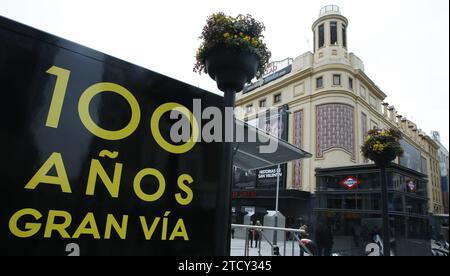 Madrid 02-19-2010 Fassade des Callao-Kinos anlässlich des hundertjährigen Jubiläums der Gran Via Foto Jaime Garcia Archdc. Quelle: Album / Archivo ABC / Jaime García Stockfoto