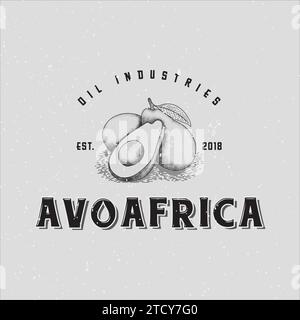 Vector Sketch Avocado dekoratives Set. Handgezeichnete Botanische Illustrationen. Schwarzweiß mit Strichgrafik isoliert auf weißem Hintergrund. Fruchtzeichnungen Stock Vektor