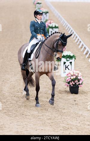 Abigail Lyle of Ireland mit Giraldo während der FEI Dressage World Cup Freestyle auf der London International Horse Show am 14. Dezember 2023, London Excel Centre, Vereinigtes Königreich (Foto: Maxime David - MXIMD Pictures) Stockfoto