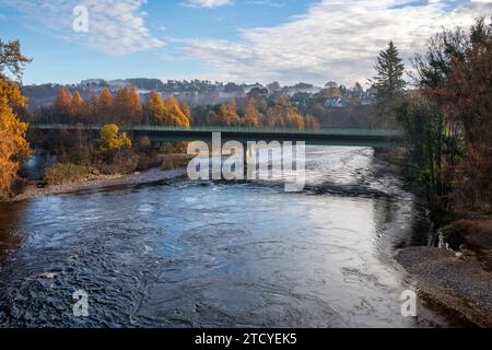 River Spey im Spätherbst. Craigellachie, Morayshire, Schottland Stockfoto