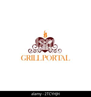 Grill Portal-Logo. Restaurant-Logo-Design Stock Vektor