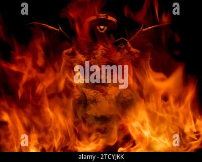 Digitale Illustration Kunst des Drachen dunkle Thron. Stockfoto