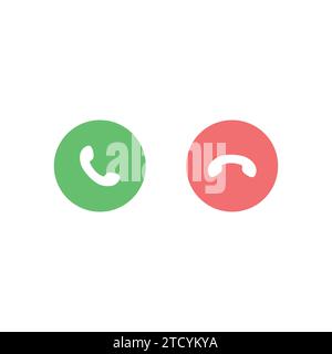 Tasten zum Annehmen und Ablehnen von Telefongesprächen. Symbol für Vektorabbildung. Telefonanruf. Telefonschild. Stock Vektor