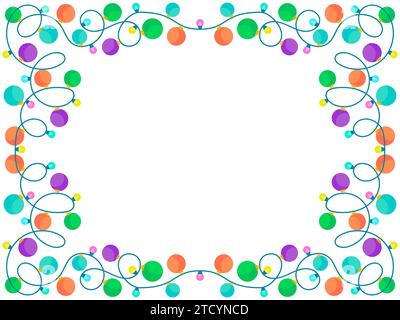 Weihnachtslichtrahmen. Festlicher Rahmen mit Weihnachtsgirlande und Platz für Text. LED-Weihnachtsbaumbeleuchtung. Festliches Design für Plakate und Banner Stock Vektor
