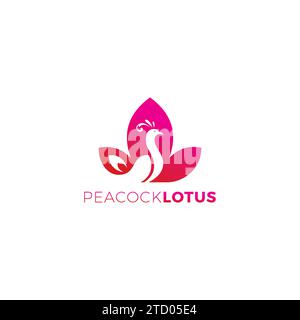 Einfaches Design Mit Peacock Lotus Logo. Lotus-Logo für Vögel Stock Vektor