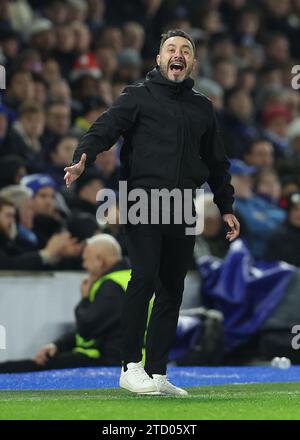 Brighton and Hove, England, 14. Dezember 2023. Roberto de Zerbi, Trainer von Brighton und Hove Albion während des Spiels der UEFA Europa League im AMEX Stadium, Brighton und Hove. Der Bildnachweis sollte lauten: Paul Terry / Sportimage Credit: Sportimage Ltd/Alamy Live News Stockfoto