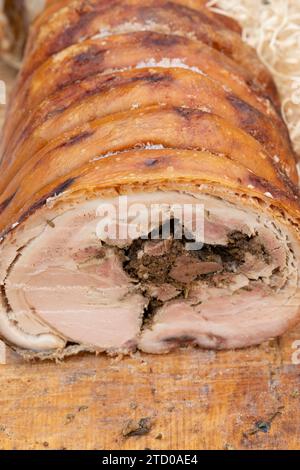 Italien, Latium, gebratenes Spanferkel namens Porchetta di Ariccia Stockfoto