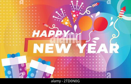 Happy New Year modernes künstlerisches Design Poster oder Flyer Stock Vektor