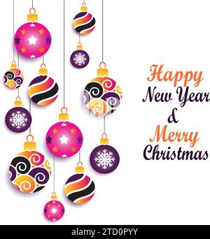 Frohes neues Jahr und frohe Weihnachtskugeln schöne Vektor-Pers. 10 Stock Vektor