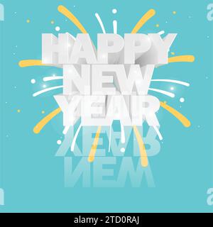 HAPPY NEW YEAR 2024 künstlerischer 3D-Effekt Stock Vektor