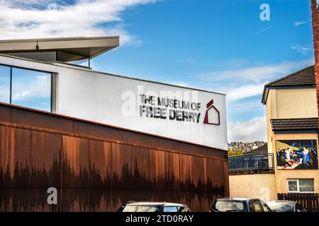 Außenansicht des Museum of Free Derry über die Probleme, den Kampf für Bürgerrechte und den Bloody Sunday, Derry, Nordirland Stockfoto